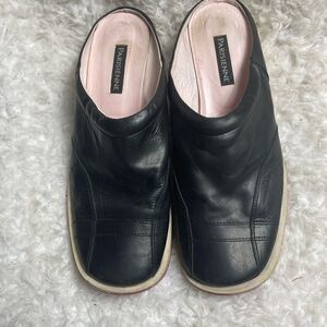 Parisienne leather black slip Mules rubber soles EUR SZ38